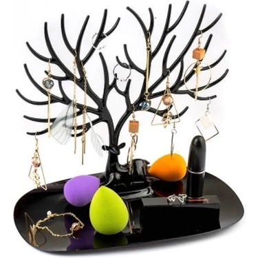Cmt Siyah Geyik Tasarımlı Takı Mücevher Standı 25x15x23 cm Düz Tema ile Şık ve