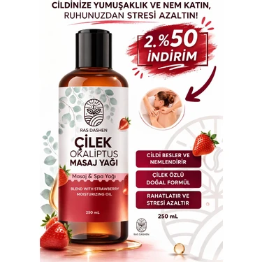 Ras Dashen Premium Kalite Çilek - Okaliptus Afrodizyak Etkili Masaj Yağı 250 ml Yumuşaklık ve