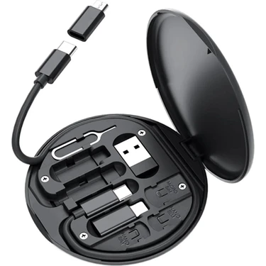 Buffer Buffer® 60W Destekli Kablo Kutusu Seyahat Kablo Seti 5'i 1 Arada USB Type-C Şarj Kablosu