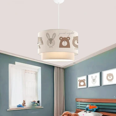 Homing Kids Tavşan Desenli Kumaş Baskılı Çocuk Odası Sarkıt Beyaz 20 cm Yükseklik 30 cm