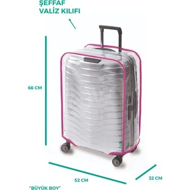 Trink Çanta Şeffaf Valiz Kılıfı Ve Bavul Koruyucu Kılıf Renkli Biye KABİN * PEMBE
