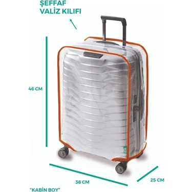 Trink Çanta Şeffaf Valiz Ve Bavul Koruyucu Kılıf Renkli Biye KABİN * TURUNCU