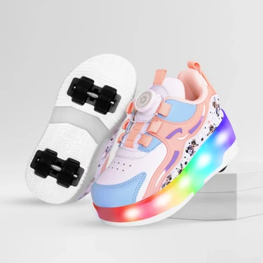 Nils Kız Çocuk Patenli, Işıklı Rahat Pembe Spor ve Günlük Ayakkabı&sneaker | Yeni Model Tarz