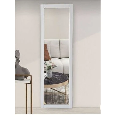 Mirrorss Beyaz Ahşap Çerçeveli Dikdörtgen Duvar Aynası - 121x37