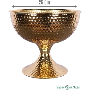 Yapay Çiçek Sitesi Metal Dekoratif Darbeli Vazo 22 cm
