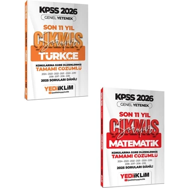 Yediiklim 2026 Kpss Gy Lisans Türkçe ve Matematik Konularına Göre Tamamı Çözümlü Son 11 Yıl Çıkmış