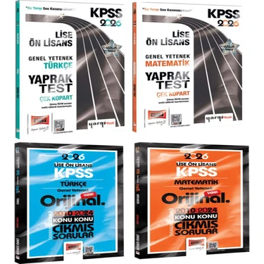 Yargı 2026 Kpss Lise Ön Lisans Türkçe ve Matematik Yaprak Test ile Çıkmış Sorular Seti 4