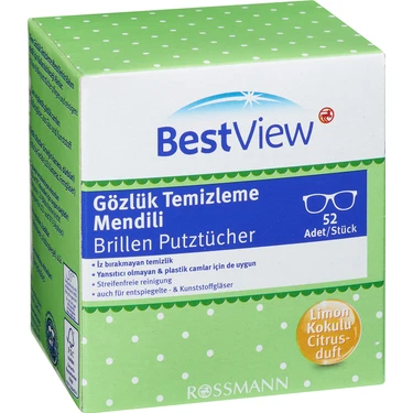 Best View Gözlük Temizleme Mendili Tek Kullanımlık 52 Adet Yansıtıcı Olmayan Camlar