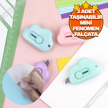 3 Adet Taşınabilir Cep ve Çanta Mini Falçata | Sevimli Bulut Şeklinde Falçata,maket