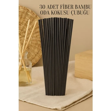 30 Adet Siyah Oda Kokusu Çubuğu Fiber Yumuşak Doğal Bambu Oda Kokusu Yedek Çubuk 24