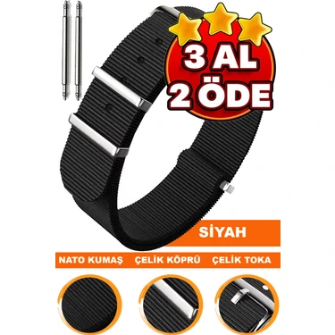 18mm-20mm-22mm-24mm saatlerle uyumlu nato kumaş tekstil saat kordonu kayışı