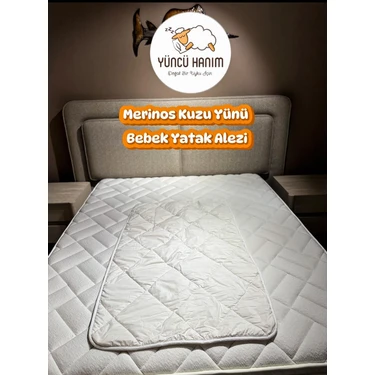 Merinos Kuzu Yünü Bebek Yatak Pedi, Yatak Koruyucu, Yatak Şiltesi (%100 Merinos Kuzu