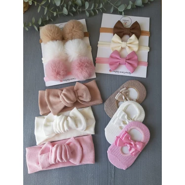 Pempembandana Kız Bebek Renkli Çorap Bandana Set(12