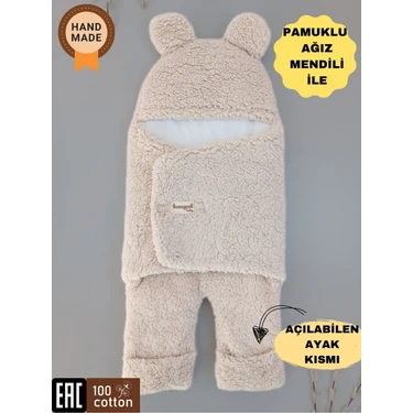 Tomuycuk Bebek Dış Kundak Battaniyesi Welsoft Ekstra Uzun Kışlık Peluş Ayakları Açılabilen Uyku