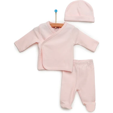 HelloBaby Yenidoğan Organik Zıbın-Şapka-Patikli Alt