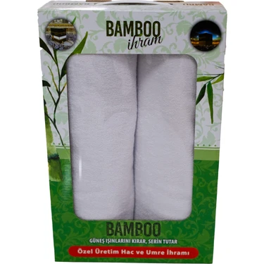 Bambu Ihram Takımı 110 x 220, %100 Bambu, 1250GR. Yumuşak, Beyaz Renkli, Hac ve Umre Ibadeti