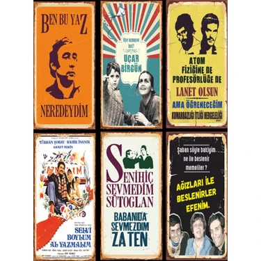 Hayat Poster Yeşilçam Türk Sineması 6lı Ahşap Poster