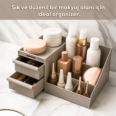 Porsima 5305 Çok Amaçlı Organizer 2 Çekmeceli Kozmetik Parfüm Krem Takı Makyaj Düzenleyici