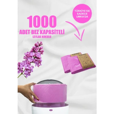 Korbell 16LT Çöp Kutuları ile Uyumlu 1000 Bebek Bezi Kapasiteli Amber Kokulu 2 Paket Yerli Çöp