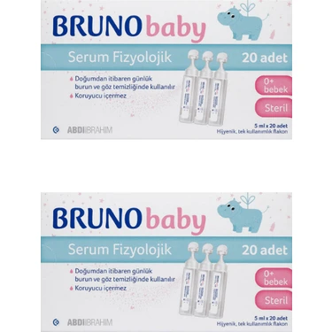 Bruno Baby Fizyolojik Damla 5 ml x 20 Flakon 0+ Yaş İçin Steril Günlük