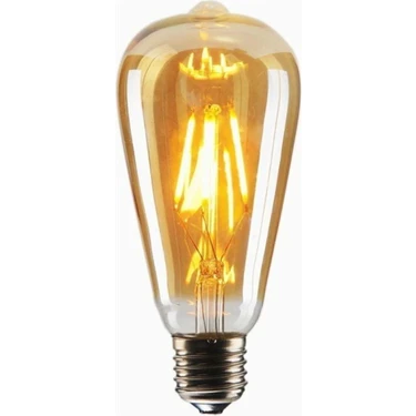 Neo Vista 6W ST64 Rustik LED Ampul Edison Tip E27 Amber Cam Tasarruflu Dekoratif Vintage