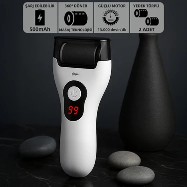 Mioji Mio GN5 500mAh Şarjlı Ayak Topuk Törpüsü Peeling Ayak Pedikür Makinesi (2 Yedek Topuk Taşı