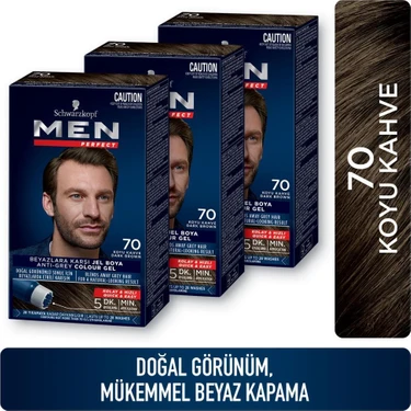 Men Perfect Saç Boyası 70 Koyu Kahve x 3