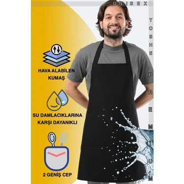 Toshe Mutfak Önlüğü Suya Dayanıklı Mutfak Önlük Şef Önlüğü 2 Geniş Cepli Barista Önlüğü Önlük