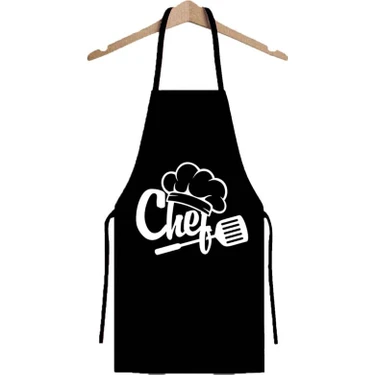 Magic Lady Siyah Su Geçirmez Şef Chef Aşçı Mutfak Önlüğü Bulaşık