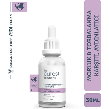 The Purest Solutions Göz Altı Serumu 30 ml Aydınlatıcı Kafein Etkisiyle Torbalanma ve Morluk