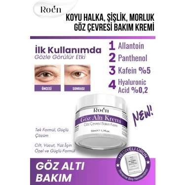 Roen Göz Altı Bakım Kremi Kafein %5 Hyaluronic Acid %0,2 Koyu Halka, Şişlik ve Bakım Kremi