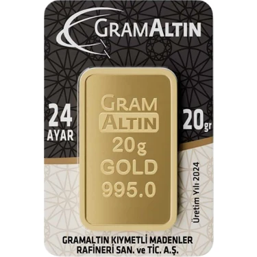 İAR veya NADİR GOLD veya REKOR 20 gr 24 Ayar 995 Milyem Gram