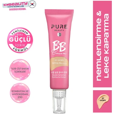 Pure Beauty BB Krem SPF50 PA++++ 30 ml Ivory Tüm Cilt Tipleri İçin Ton Eşitleyici