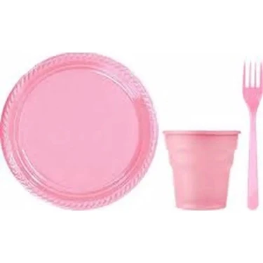 Parti Hediye Sepeti 25 Li Plastik Tabak Bardak Çatal
