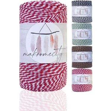 Makromecity Kırmızı Beyaz Yılbaşı Paket Ipi Hediye Paketleme Ipi 200 Metre Marteniçka Ipi Twine