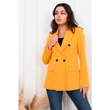 Koza Kadın Astarlı Büyük Beden Blazer Ceket
