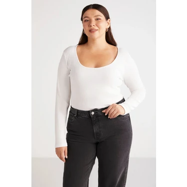 ETHIQUET Versaybb Kadın Regular Slim Beyaz Beyaz Büyük Beden