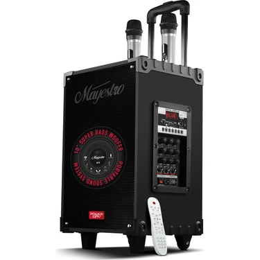 Powerway  Şarjlı Çift Mikrofonlu Hoparlör Karaoke Sistemi Taşınabilir Amfi MT90 Bluetooth
