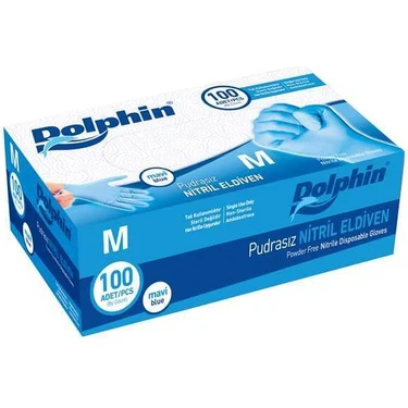Dolphin Pudrasız Mavi Nitril Eldiven (100