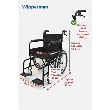 Witra Wipperman Standart Ithal Lüx Tekerlekli Sandalye Manuel Engelli Hasta Taşıma Transfer