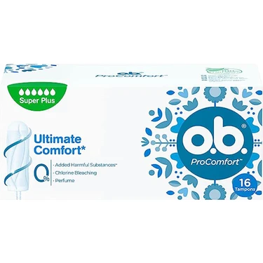 O.B. Super Plus 16'lı Tampon %100 Bitkisel Kaynaklı Parfümsüz Hijyenik