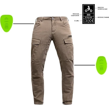 Unisex Bej Jeans Motosiklet Pantolonu John Doe Kevlar