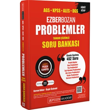 Pegem Akademi Yayıncılık Ezberbozan KPSS ALES DGS Problemler Tamamı Çözümlü Soru