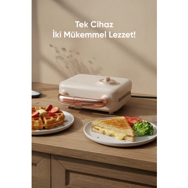 Fressi Tost Ve Waffle Makinesi | Çıkarabilir Yapışmaz Plakalı | 3 Ayrı Plaka