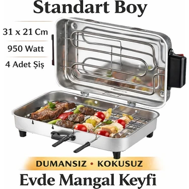 Taner Elektrikli Klasik Izgara Standart Boy 31x21cm 4Adet Şiş