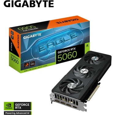 Gigabyte Geforce RTX5060 Eagle Max Oc GV-N5060EAGLEMAX Oc-8gd Gddr7 8gb 128BIT Gaming (Oyuncu)