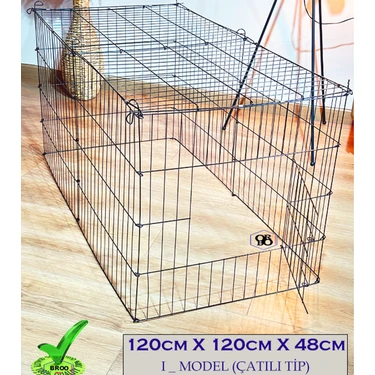 Orbo Köpek Kedi Çiti Kafesi 120CMX60CMX48CM I Tip Oyun Eğitim Alanı 8 Parça Panel Çit