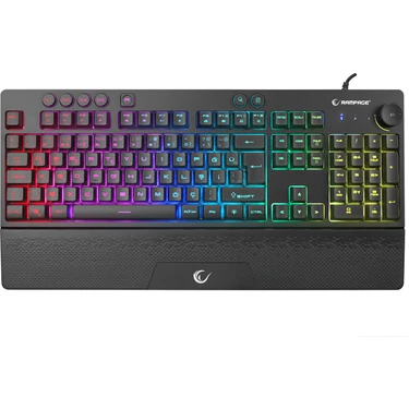 Rampage KB-GX65 Sımula USB Rgb Aydınlatmalı 4 Makro Tuşlu Bilek Destekli Oyuncu