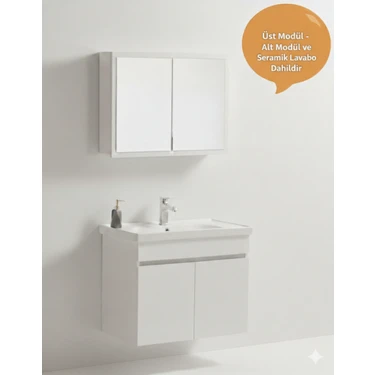 Saydam Banyo Bella 60 cm Banyo Dolabı Takımı Alt Üst Ürüne herşey dahil değildir, ( sabunluk musluk