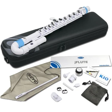 Nuvo NV-N200JFBL Jflute Yan Flüt (Mavi) | %100 Yıkanabilir Hafif Gövde, Kavisli Ağızlık Sistemi,